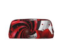 LRHCNZDCP Red Flower Vortex Spiral Printed Pencil Case Leather Pen Pencil Pouch Makeup Bag with Silver Zipper for Teen Girls Boys Men Women