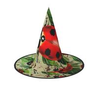 LRHCNZDCP Red Ladybug Printed Halloween Witch Hat for Women Men Festive Parties Cosplay Halloween Accessories, 2 PCS