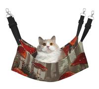 LRHCNZDCP Red Mushrooms Print Cat Hammock Bed, Soft Double-Layered Hanging Pet Bed for Small Pet, L