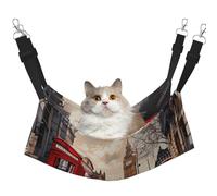LRHCNZDCP Red Phone Booth London Street Print Cat Hammock Bed, Soft Double-Layered Hanging Pet Bed for Small Pet, L