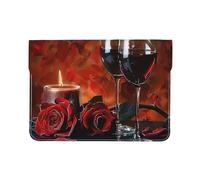 LRHCNZDCP Red Wine Rose and Candle Printed Laptop Sleeve 13-Inch Leather Laptop Case Computer Bag Cover for Travel, Work, Business