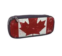 LRHCNZDCP Retro Canada Flag Printed Pencil Case Holder Large Capacity Leather Pen Pencil Pouch Box Organizer for School Office College Adult Boys Girls