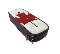 LRHCNZDCP Retro Canada Flag Printed Pencil Case Holder Leather Cute Pen Pencil Pouch School Office College Pencil Box Organizer for Adult Boys Girls