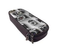 LRHCNZDCP Retro Cool Camera Collection Printed Pencil Case Holder Leather Cute Pen Pencil Pouch School Office College Pencil Box Organizer for Adult Boys Girls