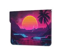 LRHCNZDCP Retrowave pictures Printed Laptop Sleeve 13-Inch Leather Laptop Case Computer Bag Cover for Travel, Work, Business
