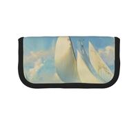 LRHCNZDCP Sailboat Ship Landscape Printed Pen Pencil Case Canvas Makeup Bag Gadget Pen Bag Pencil Box with Zipper