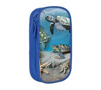 LRHCNZDCP Sea Conch Shell Turtle Printed Pencil Case Pouch, Cute Pencil Pen Case Pencil Box Pen Bag for School Office,Blue