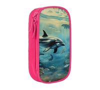 LRHCNZDCP Sea Dolphin Printed Pencil Case Pouch Pink, Cute Pencil Pen Case Pencil Box Pen Bag for School Office