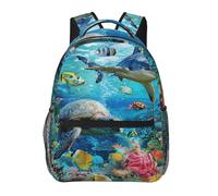 LRHCNZDCP Sea Tropical Fish Turtle Printed Backpack School Travel Daypack for Students, Multipurpose Casual Daypack