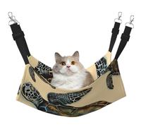 LRHCNZDCP Sea Turtle Print Cat Hammock Bed, Soft Double-Layered Hanging Pet Bed for Small Pet, L