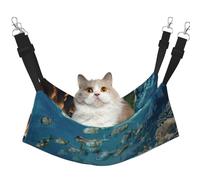 LRHCNZDCP Sea Turtle with Fishes Print Cat Hammock Bed, Soft Double-Layered Hanging Pet Bed for Small Pet, M