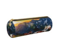 LRHCNZDCP Shocking Running Horse Printed Leather Pencil Case - Round Zipper Cute Pencil Pouch Pencil Box for School & Office