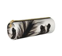 LRHCNZDCP Skunk Printed Leather Pencil Case Round Zipper Cute Pencil Pouch Pencil Box for School & Office