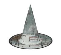 LRHCNZDCP Snow Falling in The Park Printed Halloween Witch Hat for Women Men Festive Parties Cosplay Halloween Accessories, 3 PCS