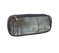 LRHCNZDCP Snow Falling in The Park Printed Pencil Case Holder Large Capacity Leather Pen Pencil Pouch Box Organizer for School Office College Adult Boys Girls