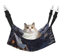 LRHCNZDCP Snow Night Santa and Deer Print Cat Hammock Bed, Soft Double-Layered Hanging Pet Bed for Small Pet, L