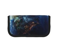 LRHCNZDCP Space Planet Earth Printed Pen Pencil Case Canvas Makeup Bag Gadget Pen Bag Pencil Box with Zipper
