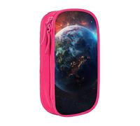 LRHCNZDCP Space Planet Earth Printed Pencil Case Pouch, Cute Pencil Pen Case Pencil Box Pen Bag for School Office,Pink