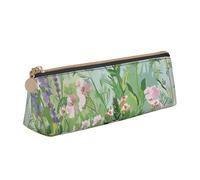 LRHCNZDCP Springtime Herb Garden Printed Leather Pencil Case Triangle Zipper Cute Pencil Pouch Pencil Box for School & Office