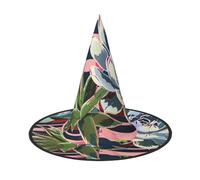 LRHCNZDCP Striped succulents Printed Halloween Witch Hat for Women Men Festive Parties Cosplay Halloween Accessories, 3 PCS