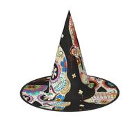LRHCNZDCP Sugar Skulls Printed Halloween Witch Hat for Women Men Festive Parties Cosplay Halloween Accessories, 2 PCS