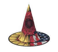 LRHCNZDCP Sunflower American Flag Printed Halloween Witch Hat for Women Men Festive Parties Cosplay Halloween Accessories, 2 PCS