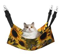 LRHCNZDCP Sunflower Blooming Flowers Plants Butterfly Print Cat Hammock Bed, Soft Double-Layered Hanging Pet Bed for Small Pet, L