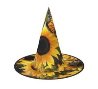 LRHCNZDCP Sunflower Blooming Flowers Plants Butterfly Printed Halloween Witch Hat for Women Men Festive Parties Cosplay Halloween Accessories, 3 PCS