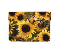 LRHCNZDCP Sunflower Blooming Flowers Plants Butterfly Printed Laptop Sleeve 13-Inch Leather Laptop Case Computer Bag Cover for Travel, Work, Business