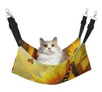 LRHCNZDCP Sunflower Butterfly Sunny Print Cat Hammock Bed, Soft Double-Layered Hanging Pet Bed for Small Pet, M