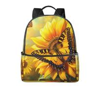 LRHCNZDCP Sunflower Butterfly Sunny Printed School Bag Bookbag Laptop Backpack Stylish Lightweight Backpack Travel Backpack for Kids Boys Girls