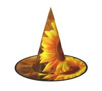 LRHCNZDCP Sunny Sunflower Butterfly Printed Halloween Witch Hat for Women Men Festive Parties Cosplay Halloween Accessories, 2 PCS