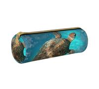 LRHCNZDCP Swimming Tortoise Sea Printed Leather Pencil Case Round Zipper Cute Pencil Pouch Pencil Box for School & Office
