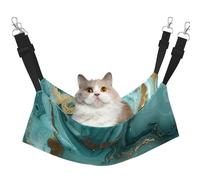 LRHCNZDCP teal and gold marble Print Cat Hammock Bed, Soft Double-Layered Hanging Pet Bed for Small Pet, M