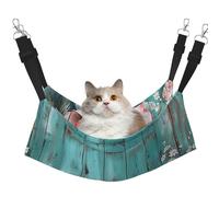 LRHCNZDCP Teal Barn Door Floral Print Cat Hammock Bed, Soft Double-Layered Hanging Pet Bed for Small Pet, M