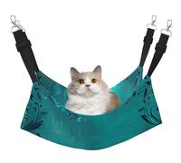 LRHCNZDCP Teal Blue Print Cat Hammock Bed, Soft Double-Layered Hanging Pet Bed for Small Pet, L
