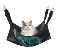 LRHCNZDCP Teal Gray Rose Print Cat Hammock Bed, Soft Double-Layered Hanging Pet Bed for Small Pet, L