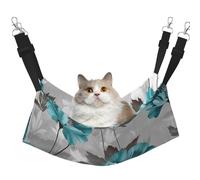 LRHCNZDCP Teal Grey and White Floral Print Cat Hammock Bed, Soft Double-Layered Hanging Pet Bed for Small Pet, L