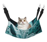 LRHCNZDCP Teal Lily Print Cat Hammock Bed, Soft Double-Layered Hanging Pet Bed for Small Pet, M