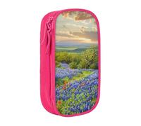 LRHCNZDCP Texas Bluebonnets Scenery Printed Pencil Case Pouch Pink, Cute Pencil Pen Case Pencil Box Pen Bag for School Office
