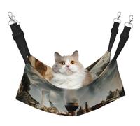 LRHCNZDCP Train and Railway Print Cat Hammock Bed, Soft Double-Layered Hanging Pet Bed for Small Pet, L