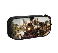 LRHCNZDCP Train and Railway Printed Pencil Case Pouch Cute Pencil Pen Case Pencil Box Pen Bag for School Office, Black