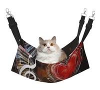 LRHCNZDCP Treble Love and Music Print Cat Hammock Bed, Soft Double-Layered Hanging Pet Bed for Small Pet, L