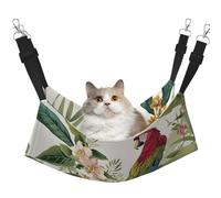LRHCNZDCP Tropical Flower Leaf Parrot Print Cat Hammock Bed, Soft Double-Layered Hanging Pet Bed for Small Pet, L