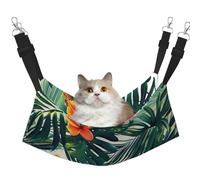 LRHCNZDCP Tropical Hawaiian Flower Palm Leaves Print Cat Hammock Bed, Soft Double-Layered Hanging Pet Bed for Small Pet, M