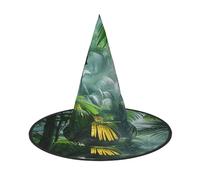 LRHCNZDCP Tropical Rainforest Jungle Scene Printed Halloween Witch Hat for Women Men Festive Parties Cosplay Halloween Accessories, 2 PCS