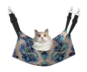 LRHCNZDCP Turquoise Pattern Print Cat Hammock Bed, Soft Double-Layered Hanging Pet Bed for Small Pet, M
