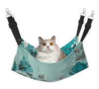 LRHCNZDCP Turquoise Teal Floral Print Cat Hammock Bed, Soft Double-Layered Hanging Pet Bed for Small Pet, L