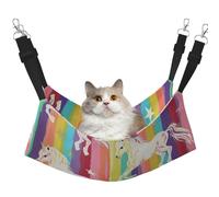 LRHCNZDCP Unicorns On Colorful Stripes Print Cat Hammock Bed, Soft Double-Layered Hanging Pet Bed for Small Pet, M