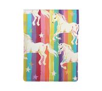 LRHCNZDCP Unicorns On Colorful Stripes Printed Laptop Case 13-Inch Leather Laptop Sleeve Computer Bag Cover for Travel, Work, Business